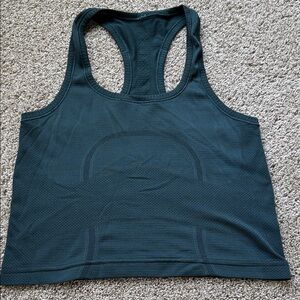 Lululemon Hunter Green Racerback Cropped Swiftly Athletic Tank sz 4